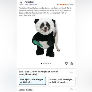 Panda Dog Costume with Green Label